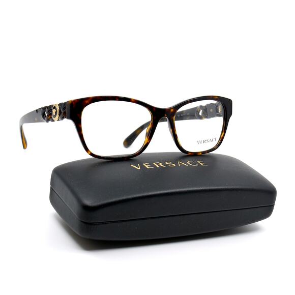 NEW VERSACE VE3306 108 HAVANA AUTHENTIC EYEGLASSES FRAME - Picture 1 of 14